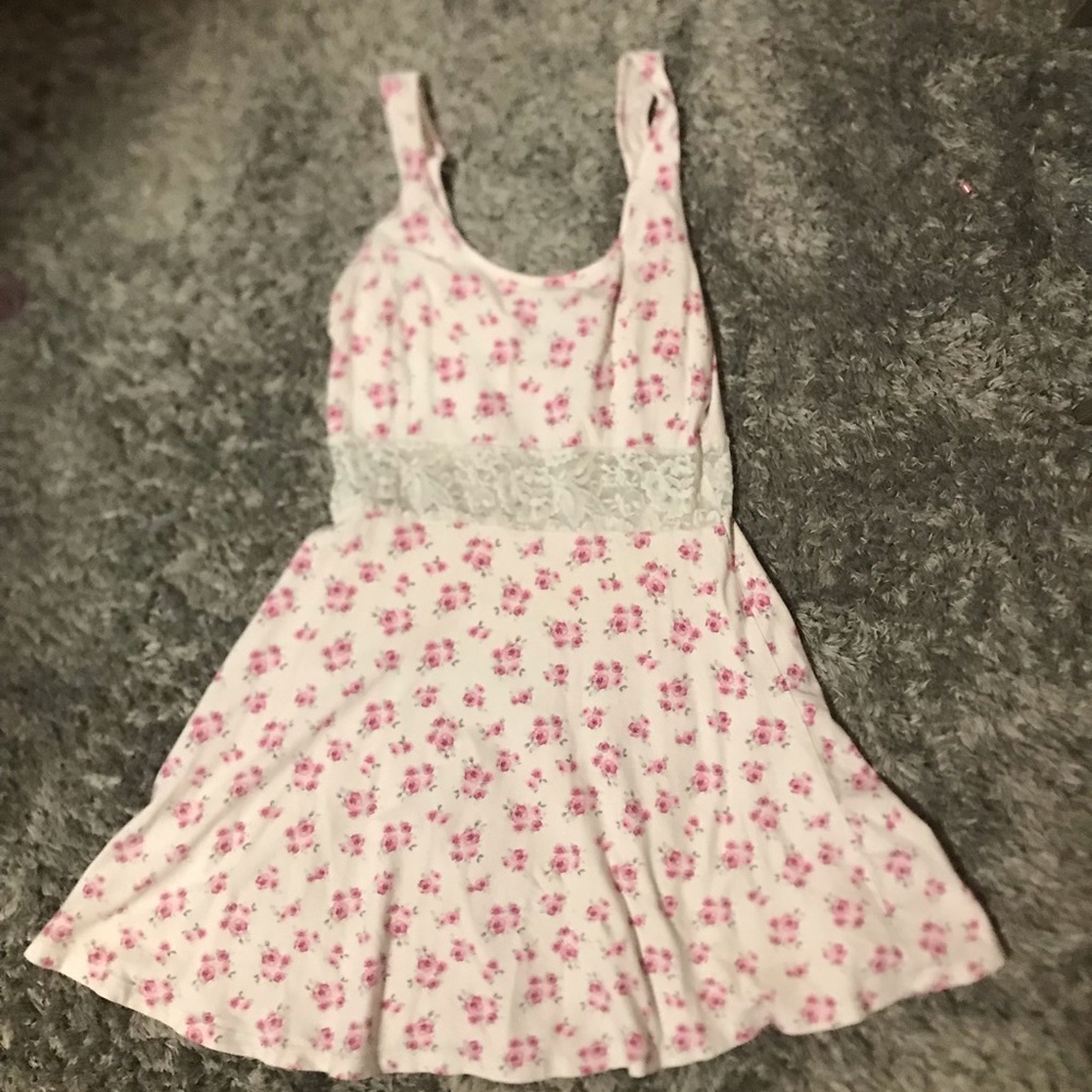 forever21 dress white with pink flowers